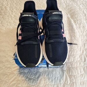 adidas Navy Sneakers with Pink Stripes